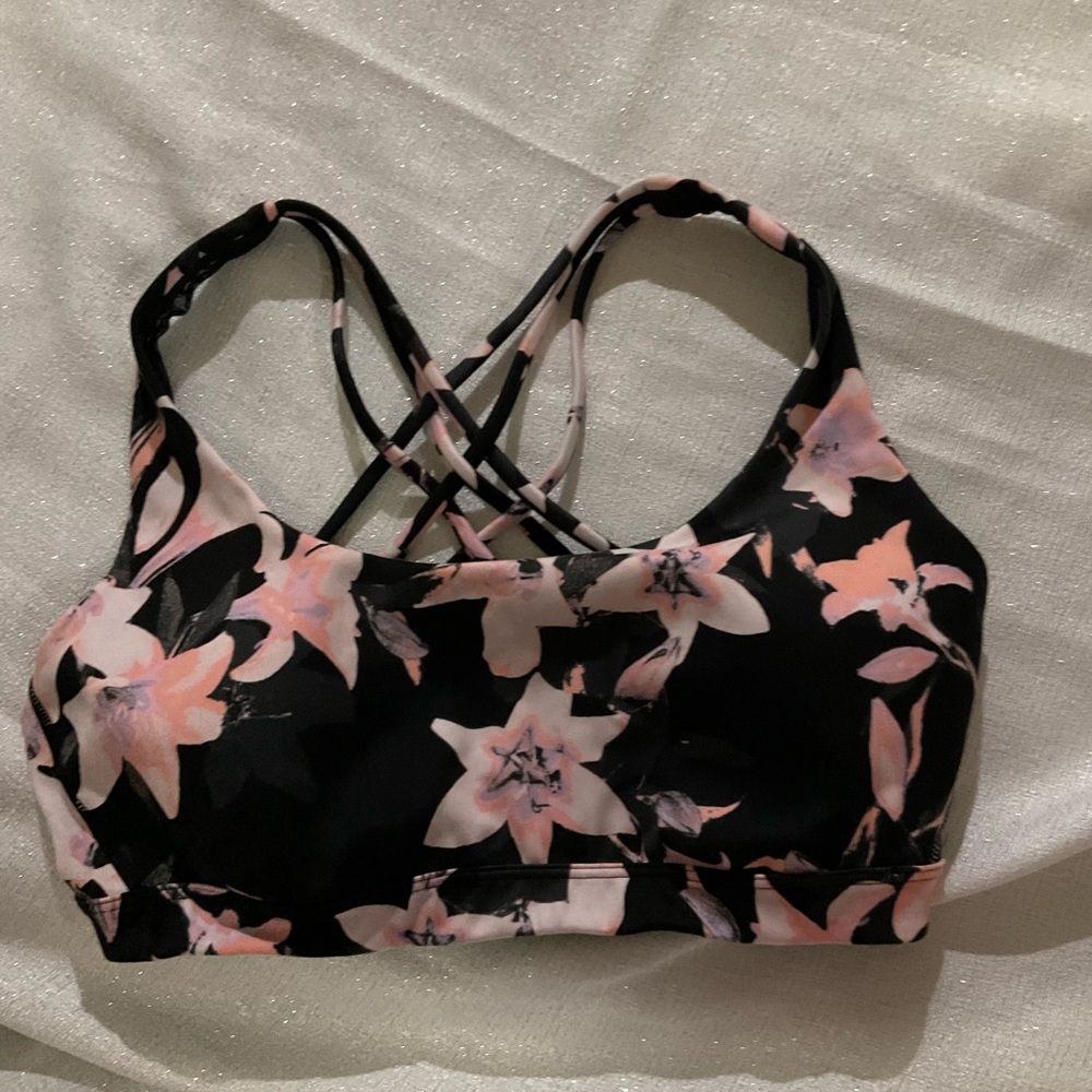 Victoria's Secret Black and Pink Floral Bralette/Sports Bra